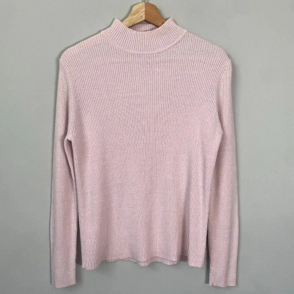 NWOT Sag Harbor Sparkly Mock Neck Knit Sweater Women's Size Medium Petite Pink - Picture 4 of 12